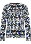 Round Neck Print T-Shirt - Offwhite/black/skyblue