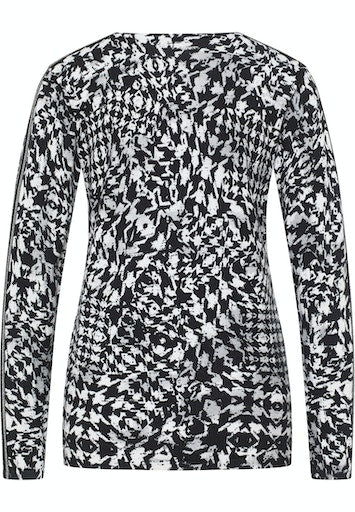 All Over Print Round Neck Jumper - Black