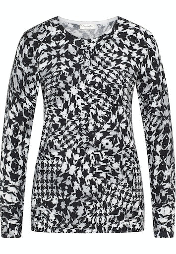 All Over Print Round Neck Jumper - Black