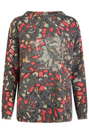 Boat Neck Print Jumper - Taupe