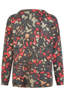 Boat Neck Print Jumper - Taupe