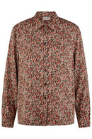 Long Sleeve Print Blouse - Red