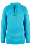 High Neck Ribbed Jumper - Green Ocean