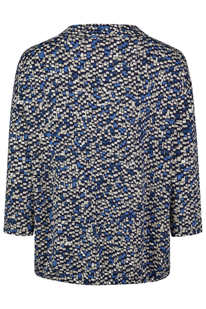 3/4Sleeve Print Sweatshirt - Navy