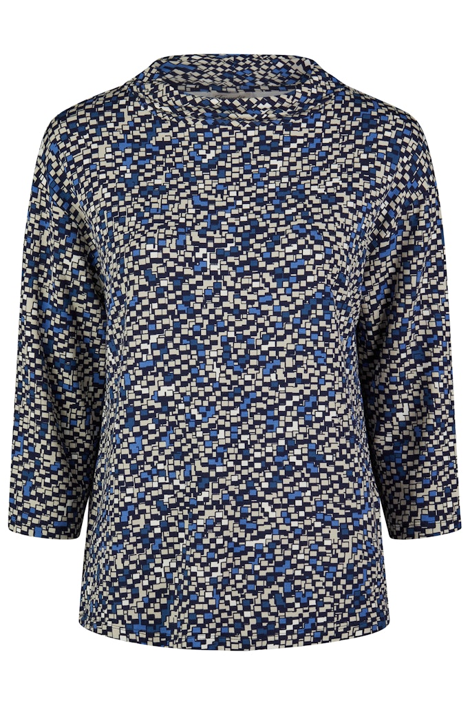 3/4Sleeve Print Sweatshirt - Navy