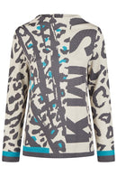 Boat Neck Print Jumper - Titanium