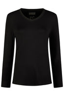 V NECK SHIRT - Black