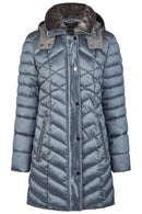Hooded Fake Fur Jacket - Dusty Blue