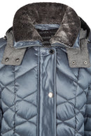 Hooded Fake Fur Jacket - Dusty Blue