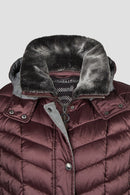 Fake Fur Hooded Jacket - Burgundy