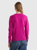 Basic 100Pc Virgin Round Neck Jumper - Cyclamen