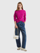 Basic 100Pc Virgin Round Neck Jumper - Cyclamen