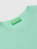 Basic 100Pc Virgin Round Neck Jumper - Aqua