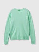 Basic 100Pc Virgin Round Neck Jumper - Aqua