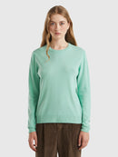 Basic 100Pc Virgin Round Neck Jumper - Aqua