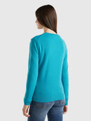 Basic 100Pc Virgin Round Neck Jumper - Petrol