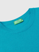 Basic 100Pc Virgin Round Neck Jumper - Petrol