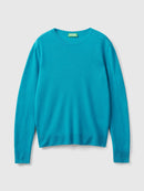 Basic 100Pc Virgin Round Neck Jumper - Petrol