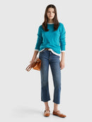 Basic 100Pc Virgin Round Neck Jumper - Petrol