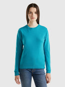 Basic 100Pc Virgin Round Neck Jumper - Petrol
