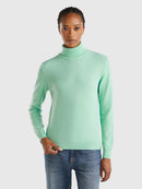 Basic Turtle Neck Jumper - Aqua