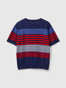Be Sailor Round Neck Stripe Jumper - Navy