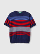 Be Sailor Round Neck Stripe Jumper - Navy