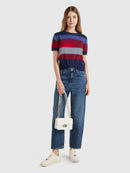 Be Sailor Round Neck Stripe Jumper - Navy