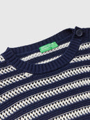 Be Sailor Round Neck Stripe Jumper - Navy