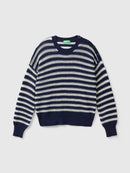 Be Sailor Round Neck Stripe Jumper - Navy