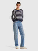 Be Sailor Round Neck Stripe Jumper - Navy