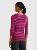 Striped 3/4 Sleeve T-Shirt