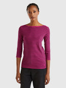 Striped 3/4 Sleeve T-Shirt