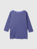 Striped 3/4 Sleeve T-Shirt - Periwinkle