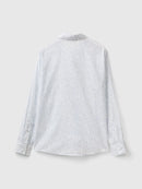 Long Sleeve Print Blouse - Light Blue Leaf