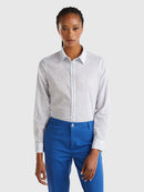 Long Sleeve Print Blouse - Light Blue Leaf