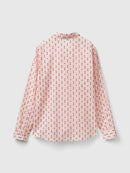 Long Sleeve Print Blouse - Pink/red Diamond