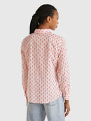Long Sleeve Print Blouse - Pink/red Diamond