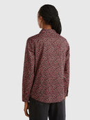 Long Sleeve Print Blouse - Red Flower