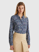 All Over Print Shirt - Navy/cream