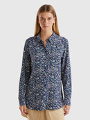 All Over Print Shirt - Navy/cream