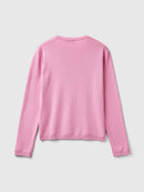 Basic Woman Round Neck Jumper - Pink