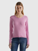 Basic Woman Round Neck Jumper - Pink