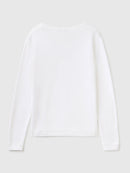 Basic Woman Round Neck Jumper - White