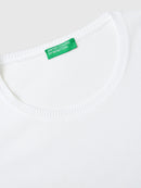 Basic Woman Round Neck Jumper - White