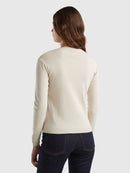 Basic Woman Round Neck Jumper - Beige