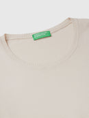 Basic Woman Round Neck Jumper - Beige
