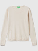 Basic Woman Round Neck Jumper - Beige