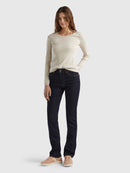 Basic Woman Round Neck Jumper - Beige