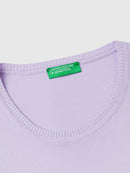 Basic Woman Round Neck Jumper - Lilac